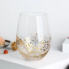 China stemless wine glass tumblers with gold stamping flecks decals manufacturer