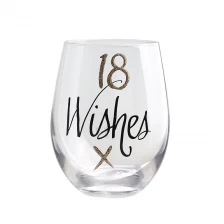 China stemless wine glass tumblers with gold stamping 18th birthday decals manufacturer