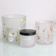 China Customized Candle Glass Frosted Candle Vessel Glass 10oz Candle Jar manufacturer