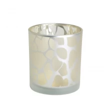 Çin Elektroliz lazer içi boş desen gümüş cam mum kavanozu altın kapaklı kokulu mumlar üretici firma