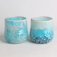 China conjunto de jarra de vela com padrão de folha floral de superfície de mosaico de vidro no atacado fabricante