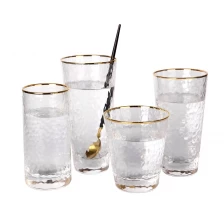 porcelana Juego de vasos de cristal para cóctel, taza alta de cristal con martillo de banco dorado de estilo japonés fabricante