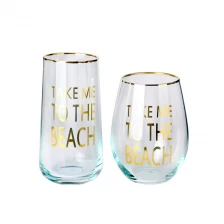China light blue golden rim and gold stamping decal water highball glass cup cocktail glass tumbler set manufacturer