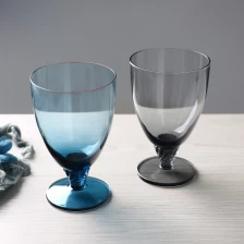 China Cobalt blue grey short stem small size goblets whisky cocktail glass set of 2 manufacturer