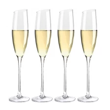 China Hand blown long stem slanted rim champagne flutes sparkling wine glass manufacturer