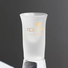 China Custom Logo Printed Flared Tinted Frosted Finished Shot Glass with Heavy Bottom manufacturer