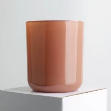 China 8oz 315ml ondoorzichtige glanzende amberkleurige glazen kaarspot met ronde bodem fabrikant