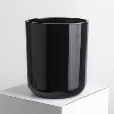 Çin 8 oz 315 ml opak parlak siyah yuvarlak alt cam mum kavanozu kapaklı üretici firma