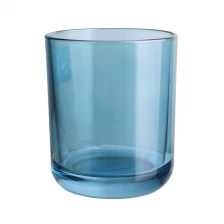 China 8oz 315ml rounded bottom transparent blue glass candle container manufacturer