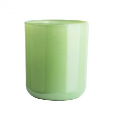China 8oz 315ml rounded bottom opaque avocado green glossy glass candle jar manufacturer