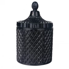 China 3oz 8oz 16oz colored opaque black glossy glass candle jar with lid manufacturer