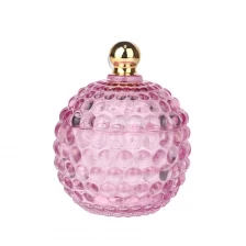 porcelana 3oz 8oz colorearon el tarro de vela de cristal rosado transparente del hobnail con la tapa de la punta del oro fabricante