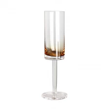 China Lead free crystal cylindrical 150ml 6oz tinted gradient amber goblets champagne glass flute manufacturer