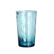 China 16oz tinted transparent blue wave glass tumbler manufacturer