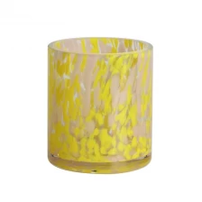 China Handmade 250ml 7oz yellow Confetti glass candle jar manufacturer