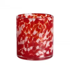 China Handmade 400ml 10oz garnet red Confetti glass candle jar manufacturer