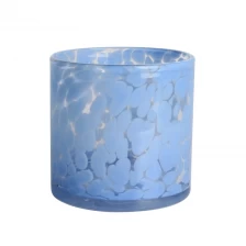 Chine Pot de bougie en verre Confetti fritté bleu artisanal 500 ml 13 oz fabricant