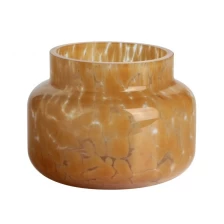 China Handmade 450ml 12oz brown Dapple Confetti glass candle jar manufacturer