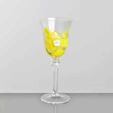 China Handcraft 200ml 7oz Leopard Spot fritted Flower Inlay Decoration Colored Yellow vintage glass goblet manufacturer