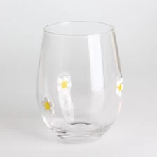 China Personalized Drinking Christmas Daisy inlay Crystal stemless wine glass with Customized Logo for Christmas manufacturer