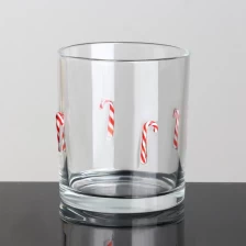 China Wholesale Luxury Clear Inlay Candy Cane Christmas Decor Candle Jars 10oz 12oz Glass Candle Holder Empty with Lid manufacturer