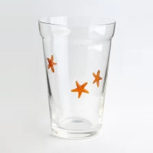 China Hand blown clear starfish 3D inlay decoration 12oz glass drinking tumbler for cold drinks beer beverage manufacturer