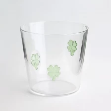 China Hand Blown Custom 3D Clover Inlay Design 300ml 10oz High Borosilicate Glass Tumbler cup manufacturer