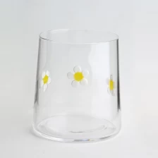 China 10oz Clear 3D Daisy Inlay Decoration Glass Storage Jar with Airtight Bamboo Lid High Borosilicate Glass for Food Pantry manufacturer