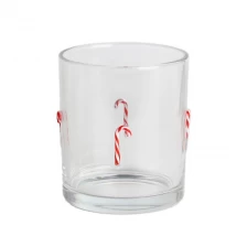 China Wholesale Luxury Clear Inlay Candy Cane Christmas Decor Candle Jars 10oz 12oz Glass Candle Holder Empty with Lid manufacturer