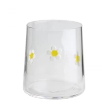 China 10oz Clear 3D Daisy Inlay Decoration Glass Storage Jar with Airtight Bamboo Lid High Borosilicate Glass for Food Pantry manufacturer