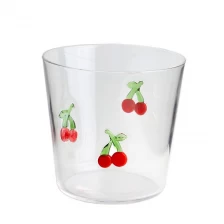 China Handmade Custom 3D Cherry Inlay 300ml 10oz High Borosilicate Glass Drinking cup manufacturer