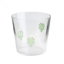 China Hand Blown Custom 3D Clover Inlay Design 300ml 10oz High Borosilicate Glass Tumbler cup manufacturer