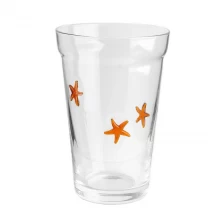 China Hand blown clear starfish 3D inlay decoration 12oz glass drinking tumbler for cold drinks beer beverage manufacturer