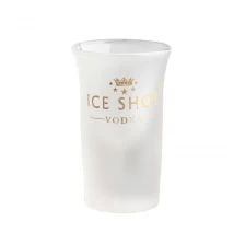 China Custom Logo Printed Flared Tinted Frosted Finished Shot Glass with Heavy Bottom manufacturer