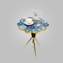 China Luxury Gemstone Blue Agate Side Table - Plum Blossom Shape manufacturer