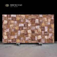 China Streifen Textur versteinerte Holz Edelsteinplatte Hersteller