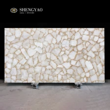 China White Crystal Quartz Slab With Gold Foil manufacturer