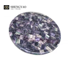 China Best Price Purple Fluorite Table Top Semi Precious Stone Countertop manufacturer