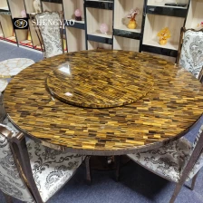 China Large Yellow Tiger Eye Stone Dining Table,Semi Precious Stone Furniture manufacturer