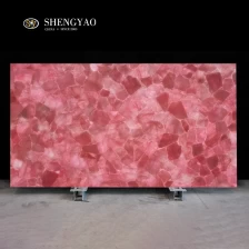 China Backlit Rose Quartz Slab Semiprecious Stone Slab manufacturer