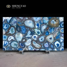 Chine Dalle d'agate bleue à vendre en gros de panneau de mur de pierres précieuses d'agate fabricant