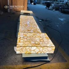 Chine Comptoir en pierre d'agate brune rétroéclairé, fabricant/fournisseur/usine de dalles de comptoir de cuisine en pierres précieuses translucides fabricant