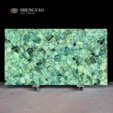 الصين لوح الفلوريت الكريستالي الأخضر ذو الإضاءة الخلفية، مصنع ألواح الأحجار الكريمة الكوارتز الشفافة في الصين الصانع