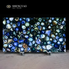 China Backlit Solid Blue Agate Stone Slab,Semi Precious Stone Slab Factory manufacturer