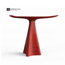 China Whale-tailed Red Flame Ruby Console Table,Luxury Gemstone Furniture manufacturer