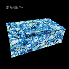 porcelana Tope de tocador de ágata azul retroiluminado con fregadero, fabricante de losas de piedra de ágata natural fabricante