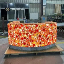 China Natural Red Agate Backlit Bar Counter,Translucent Gemstone Home Bar manufacturer