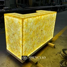 Cina Bancone bar illuminato al quarzo cristallo giallo | Banco reception produttore