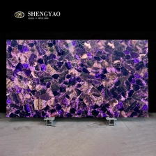 中国 透光通体紫水晶板|轻奢背光半宝石大板 制造商