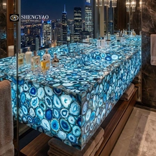 Cina Lavabo retroilluminato in agata blu per interni di lusso produttore
